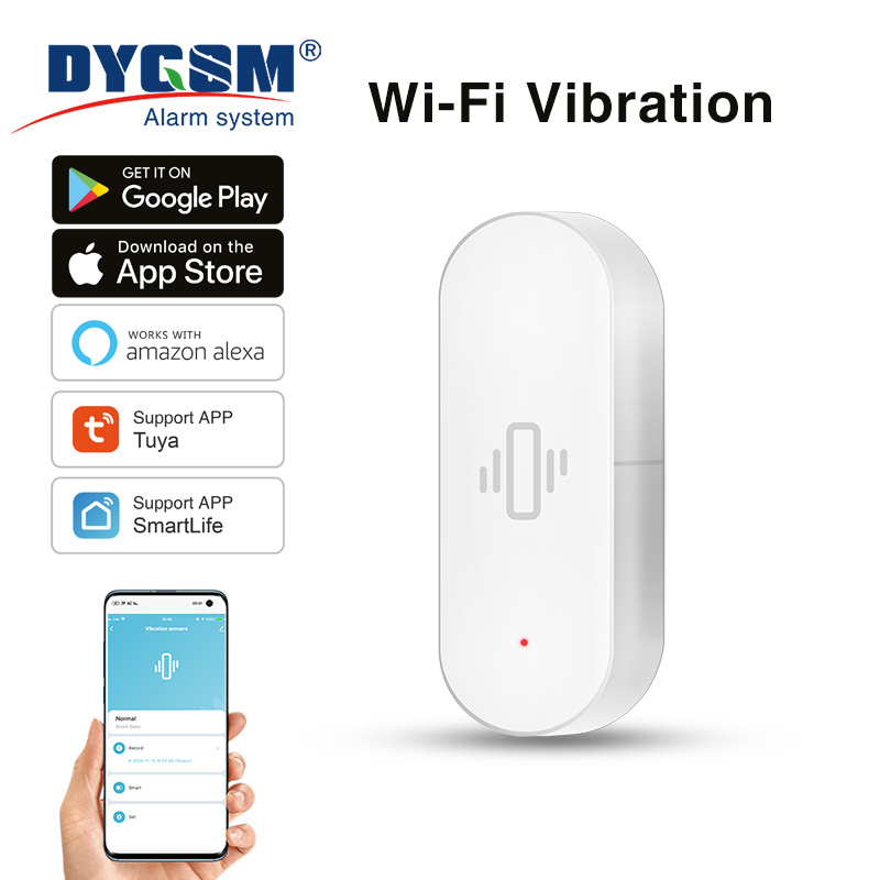 Home Security Alexa - เซ็นเซอร์ตรวจจับการสั่นสะเทือน Tuya WiFi, การตรวจจับที่แม่นยำ, การแจ้งเตือนอัจฉริยะ, ชีวิตที่ปลอดภัยจากมุมมองความปลอดภัย,