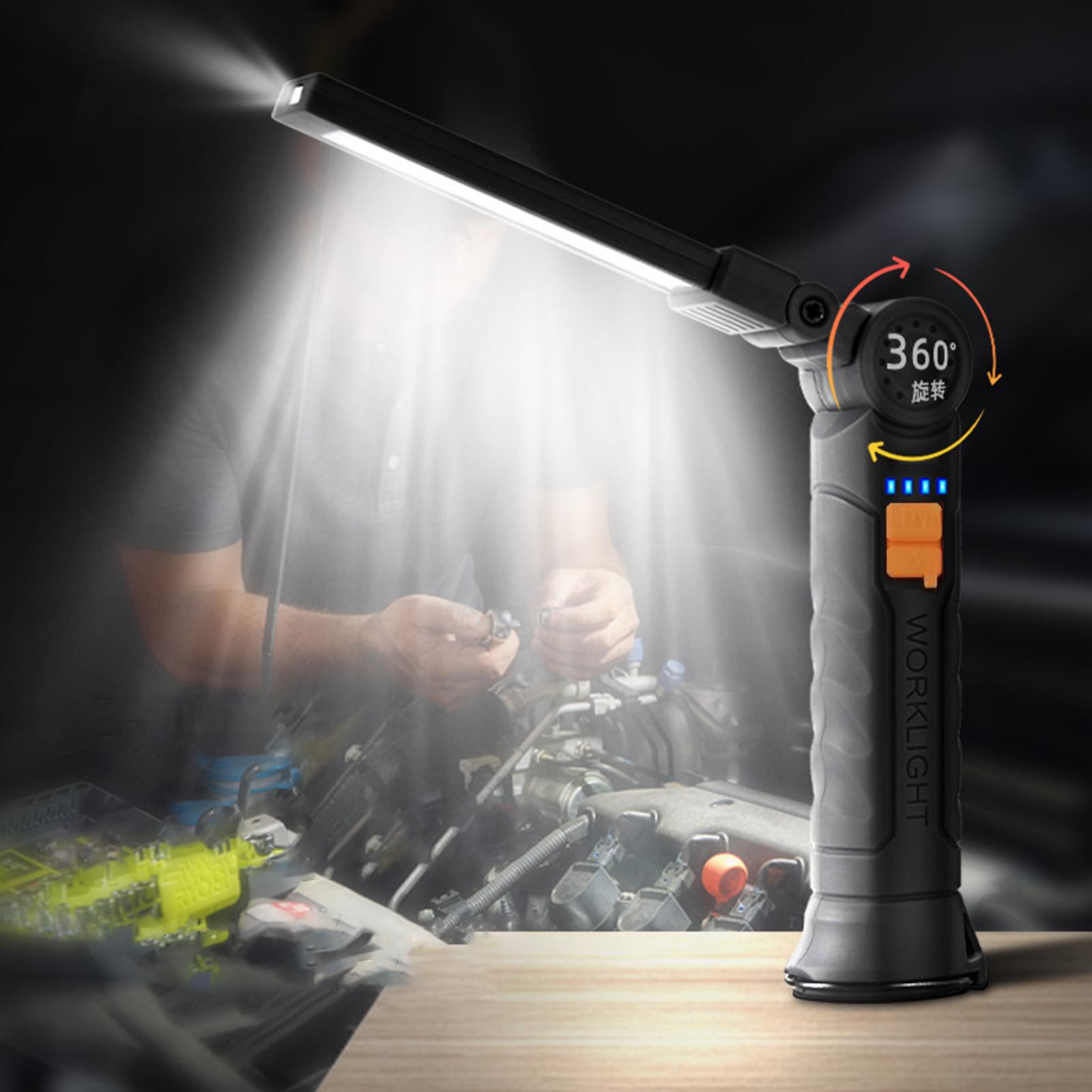 Home Security Flood Lights - ไฟฉาย LED แบบชาร์จไฟได้ พร้อมแม่เหล็กและตะขอ กันน้ำ สำหรับงานก่อสร้าง