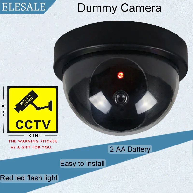 Fake Camera Dummy - กล้องปลอม LED กะพริบได้กล้องดัมมี่สร้างสรรค์กล้องวงจรปิดโดมพลาสติกสีดำใช้พลังงานผ่านระบบรักษาความปลอดภัยแบตเตอรี่ AA