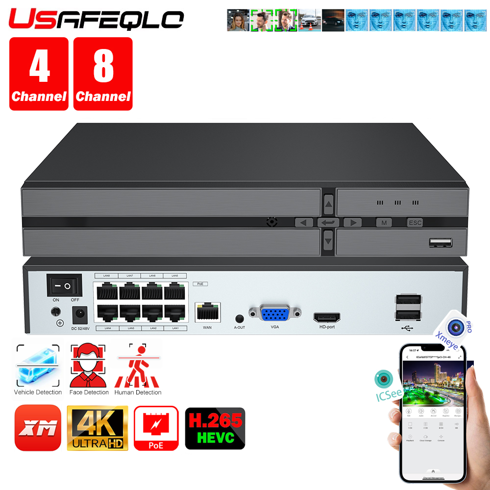 Home Security With Cameras - Face Detection H.265 8ch * 4K