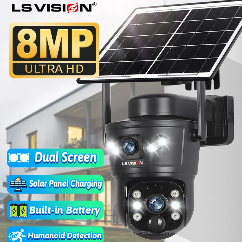 Home Security Wifi Camera - LS VISION 8MP 4G พลังงานแสงอาทิตย์กล้อง Dual