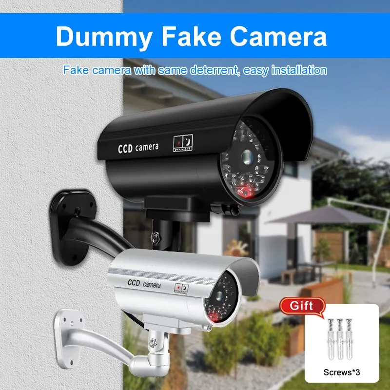 Fake Camera Dummy - กล้องรักษาความปลอดภัยจำลอง 1 ชิ้น กันน้ำได้ ใช้ได้ทั้งภายในและภายนอกอาคาร ระบบกล้องวงจรปิดปลอม