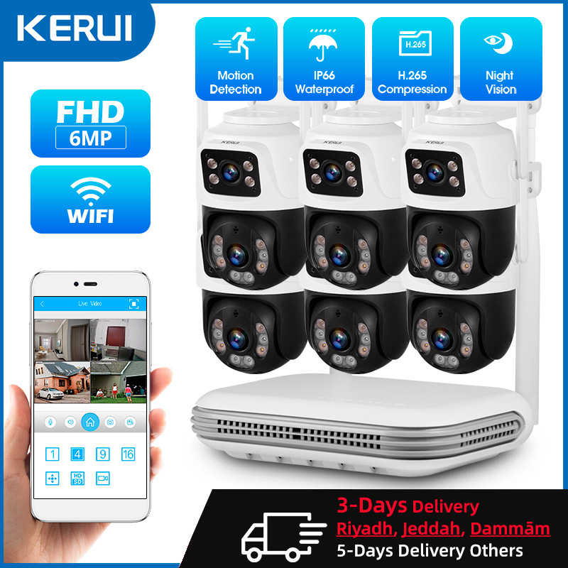 Home Security Wifi Camera - KERUI กันน้ํา 6MP HD ไร้สาย Dual
