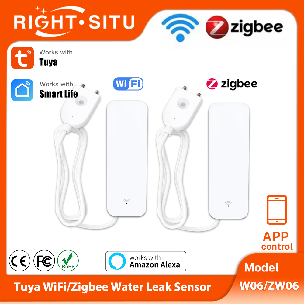 Home Security Alexa - เซ็นเซอร์น้ำ Tuya WiFi Zigbee อุปกรณ์ตรวจจับน้ำรั่วอัจฉริยะ สัญญาณเตือนน้ำท่วม