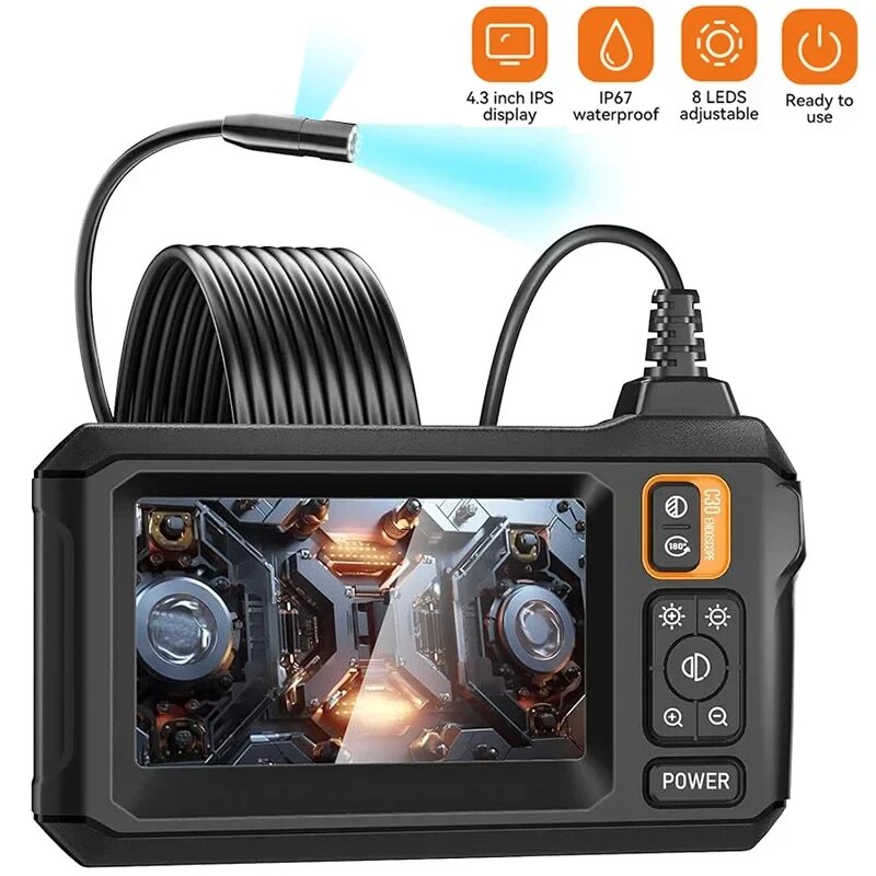 Home Security With Cameras - กล้องส่องอุตสาหกรรม8มม. HD1080P 4.3นิ้ว, หน้าจอ IPS 1080P