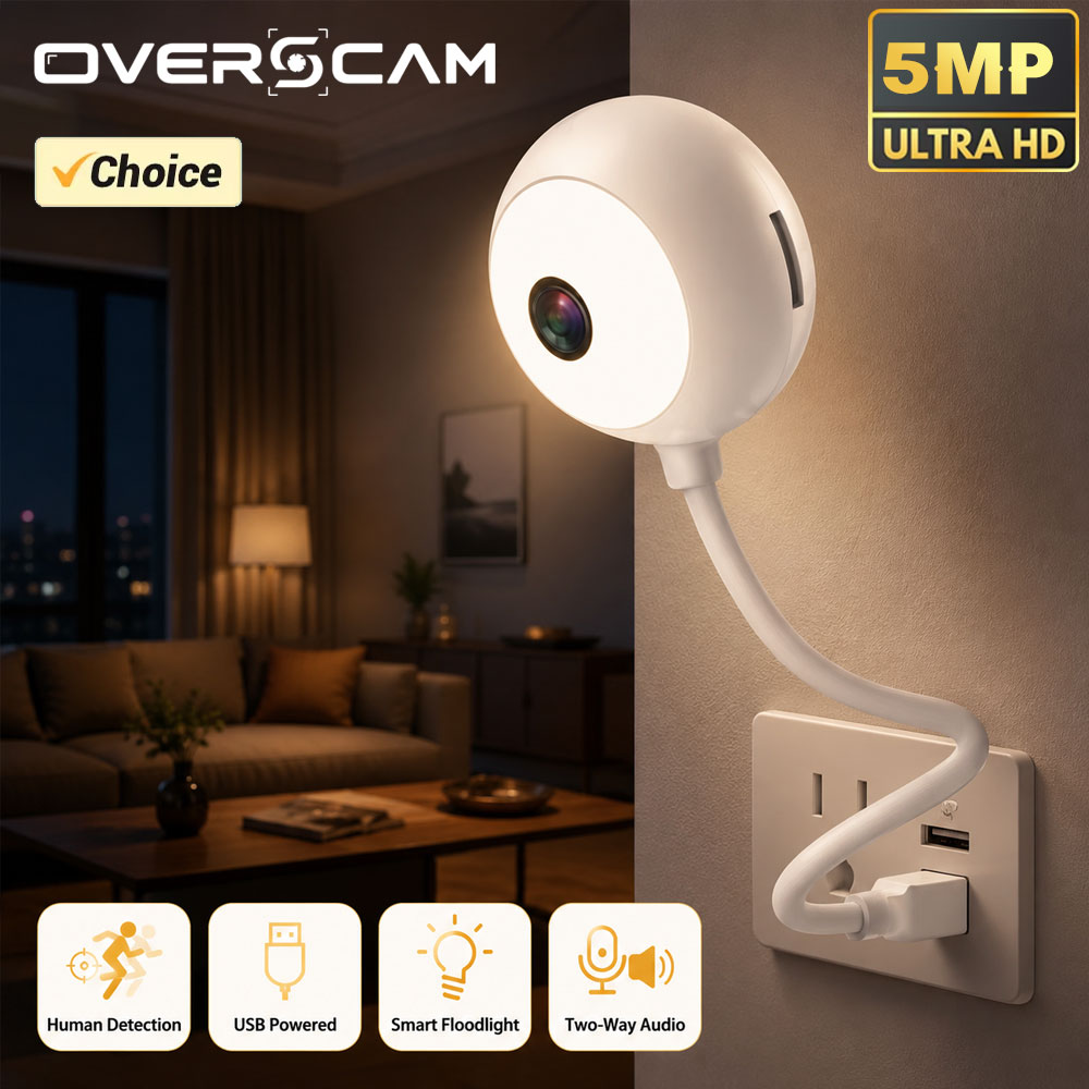 Home Security Flood Lights - กล้อง IP แบบเสียบปลั๊ก USB WiFi ขนาดเล็ก