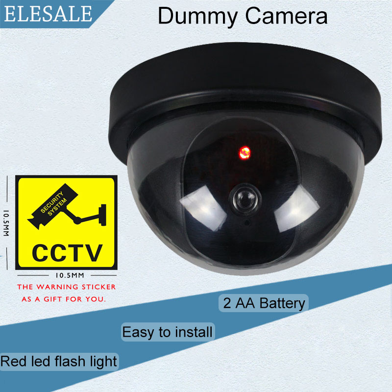 Fake Camera Dummy - Creative พลาสติกสีดําโดมกล้องวงจรปิด Dummy กล้องกระพริบ LED ปลอมกล้องผ่านแบตเตอรี่