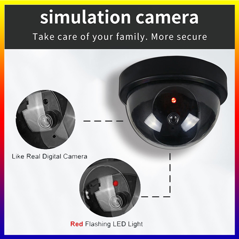 Fake Camera Dummy - SNQP กล้องวงจรปิดโดมพลาสติกสีดำ กล้องจำลองพร้อมไฟ LED กระพริบ กล้องปลอม