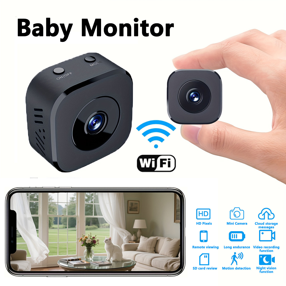 Home Security Wifi Camera - 1080P HD Mini WiFi กล้องความปลอดภัยในร่มการเฝ้าระวังความปลอดภัย Baby