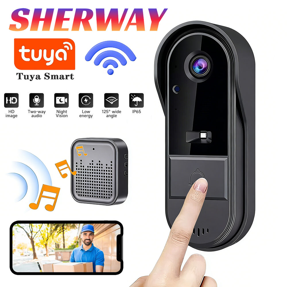 Home Security Bundle - กริ่งประตู Tuya พร้อมกล้องไร้สาย ชุดกริ่งประตูอัจฉริยะสำหรับบ้าน ระบบ Wifi