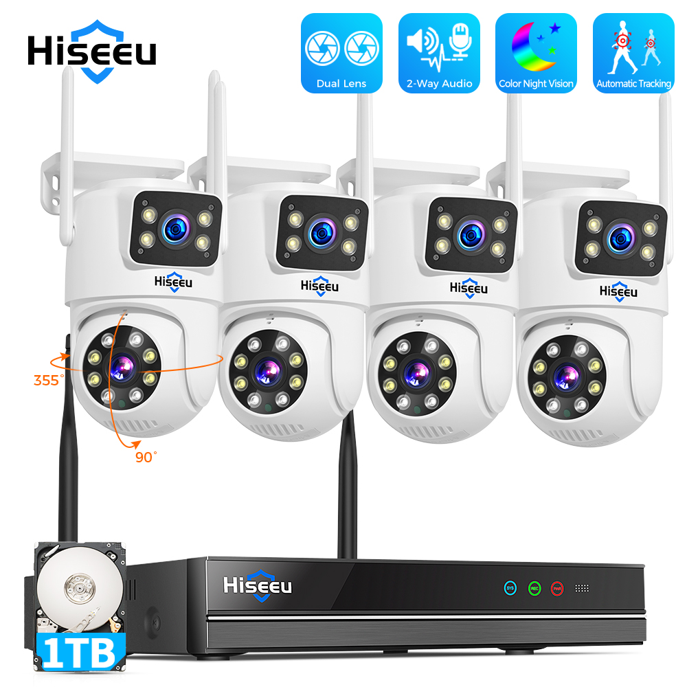 Home Security Wifi Camera - ชุดกล้องวงจรปิด Hiseeu 6MP WiFi แบบเลนส์คู่ ระบบความปลอดภัย