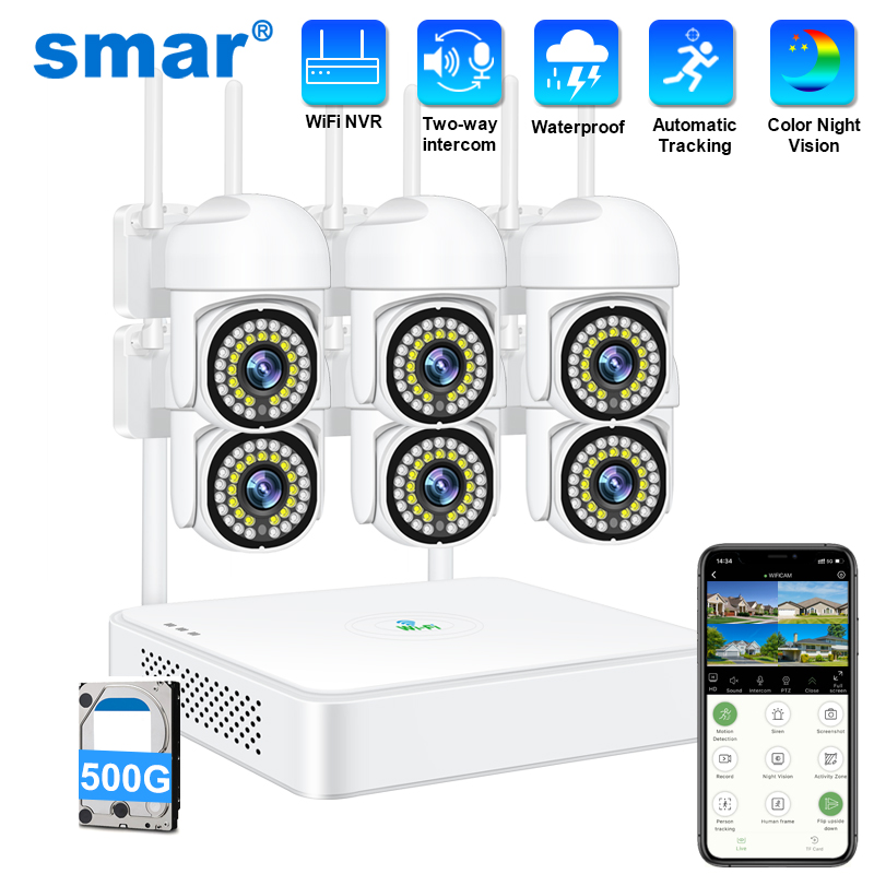 Home Security Wifi Camera - สมาร์ 3MP กล้องวงจรปิดไร้สายระบบกล้องรักษาความปลอดภัย PTZ Wifi ชุดกล้องวงจรปิดกลางแจ้ง
