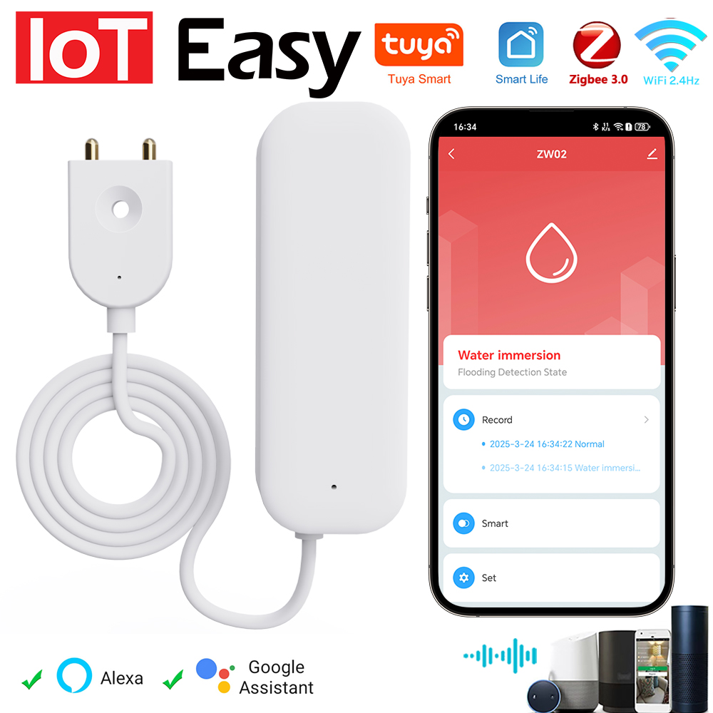 Tuya WiFi ZigBee Water Sensor  - Home Security Alexa บทวิจารณ์และราคา