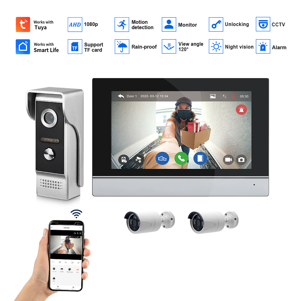 หน้าจอ IPS 7 นิ้ว กล้อง 2MP  ค - Home Security Wifi Camera บทวิจารณ์และราคา